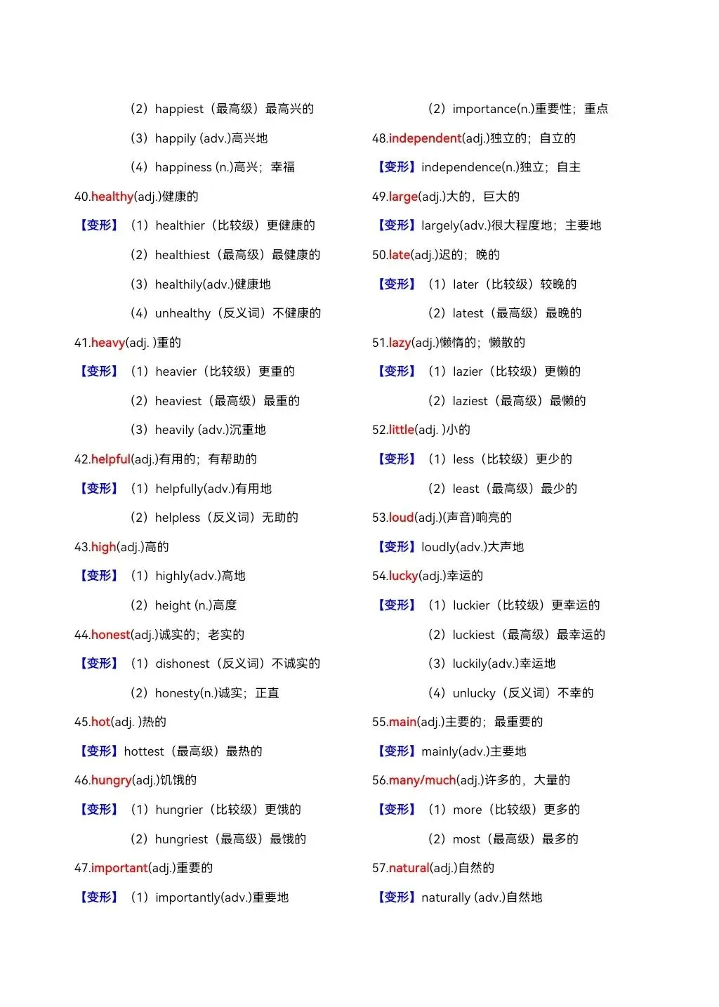 中考高频必备核心词汇拓展分类 第15张