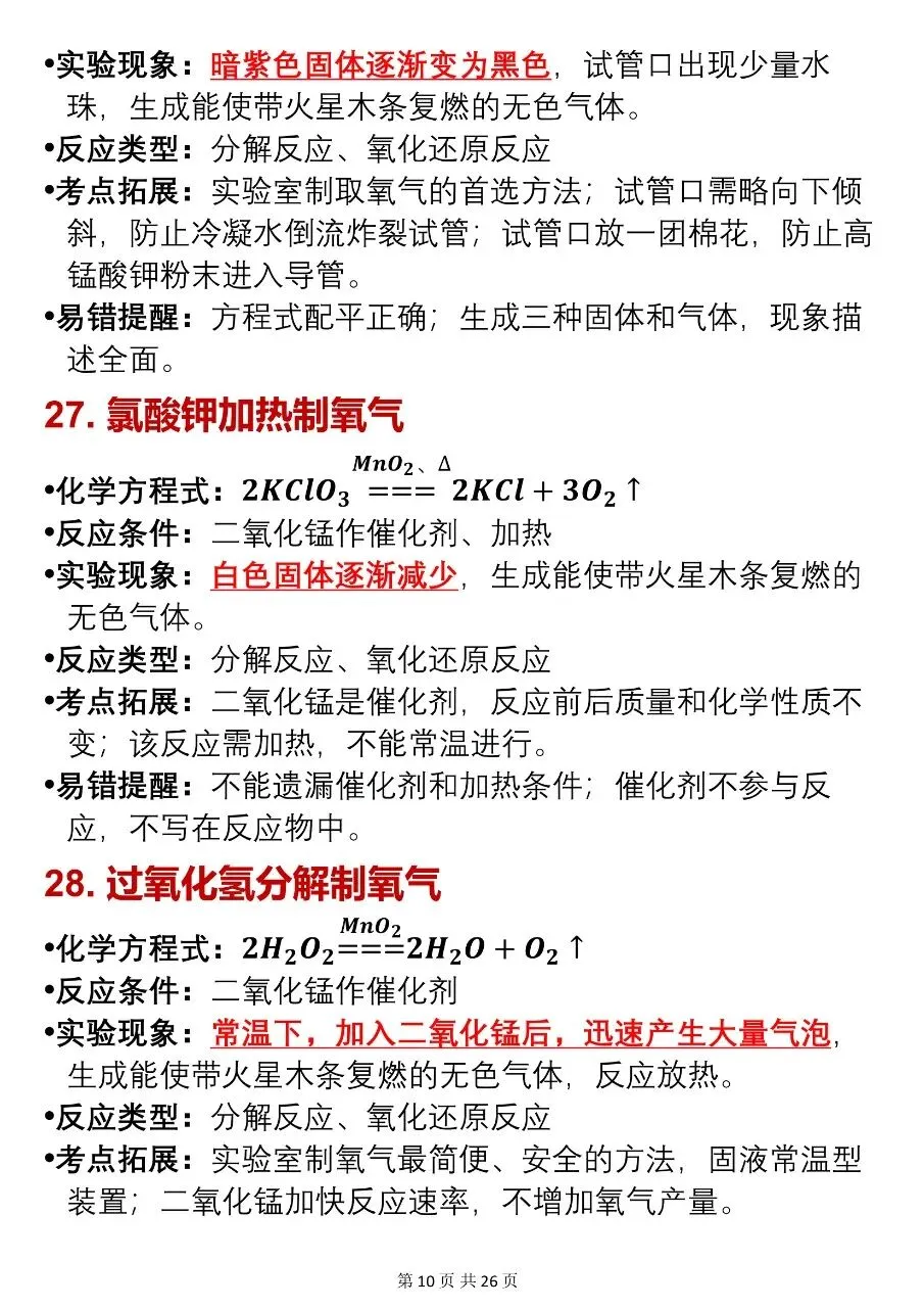 2026中考化学方程式与反应现象汇总,很全!! 第10张