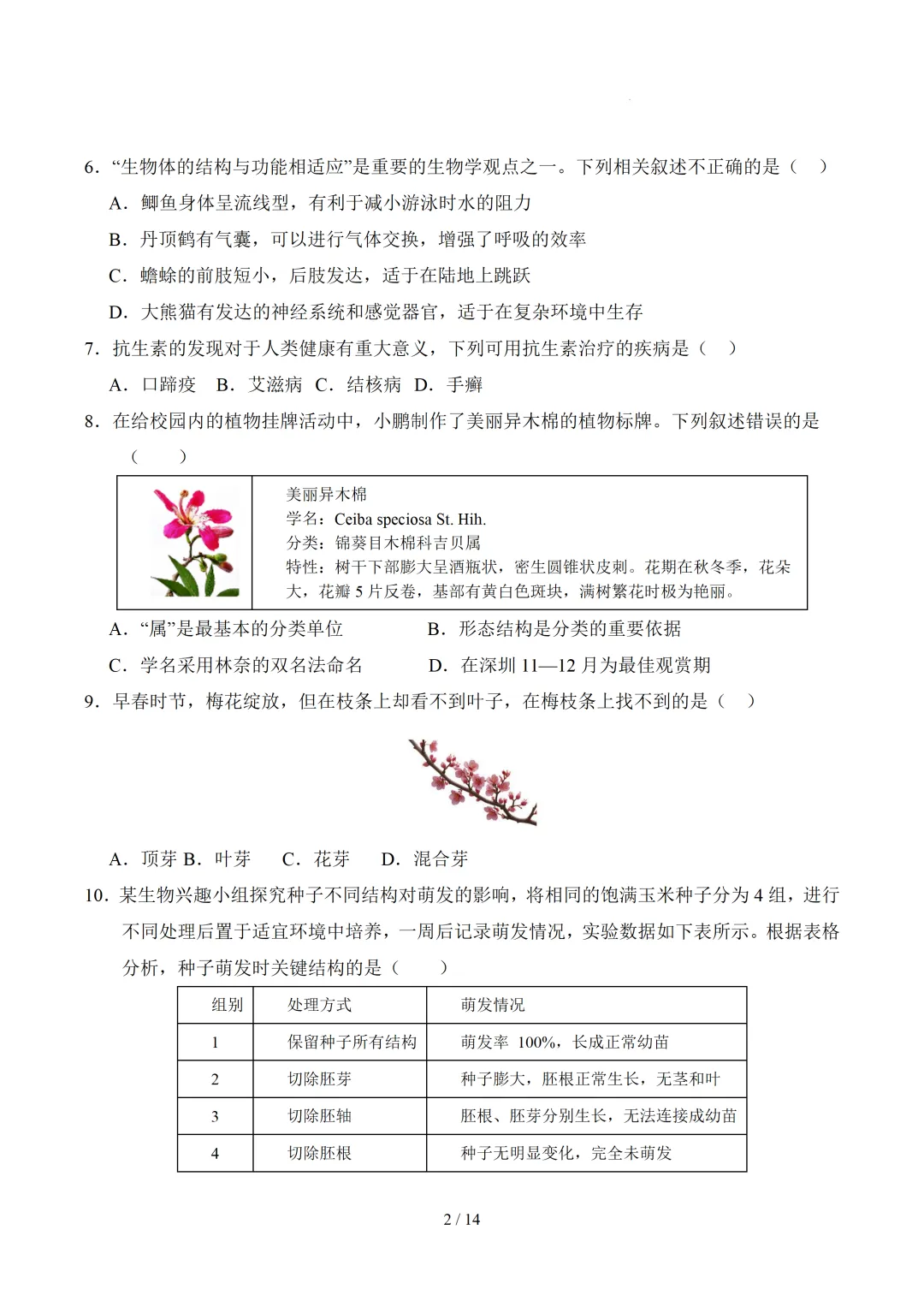 2026广东中考生物三模模拟卷(附答案+试卷分析) 第2张