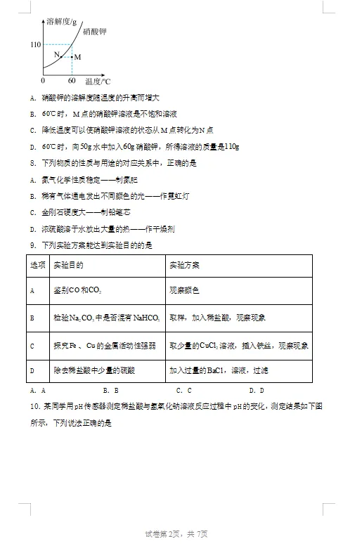 2025年新疆中考化学真题 第2张