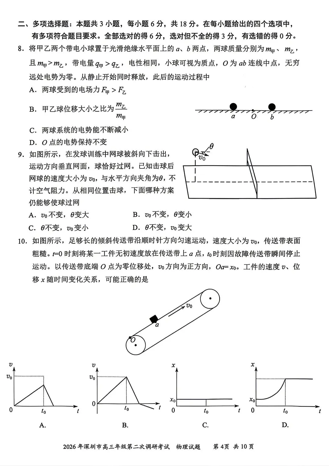 【物理/数学试卷+答案】粤·深圳市2026年高三年级第二次调研考试 第4张