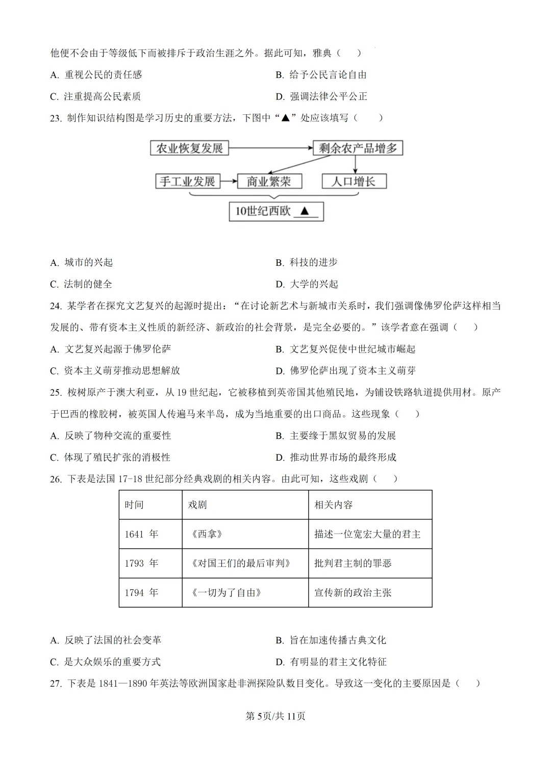 2026年广东中考模拟考试历史试题(含答案) 第5张