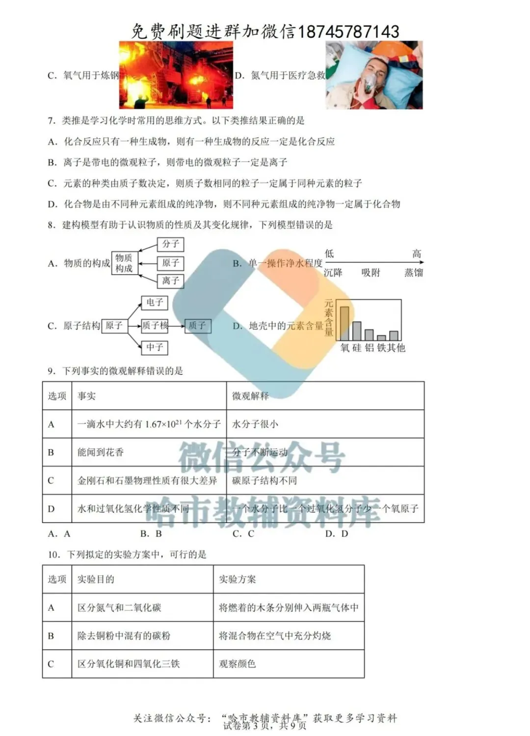 2026哈49中学八年级下化学期中试卷及答案 第4张