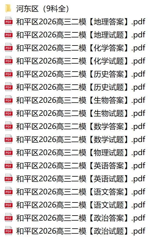 9科!和平区2026年高三二模真题及答案 第2张