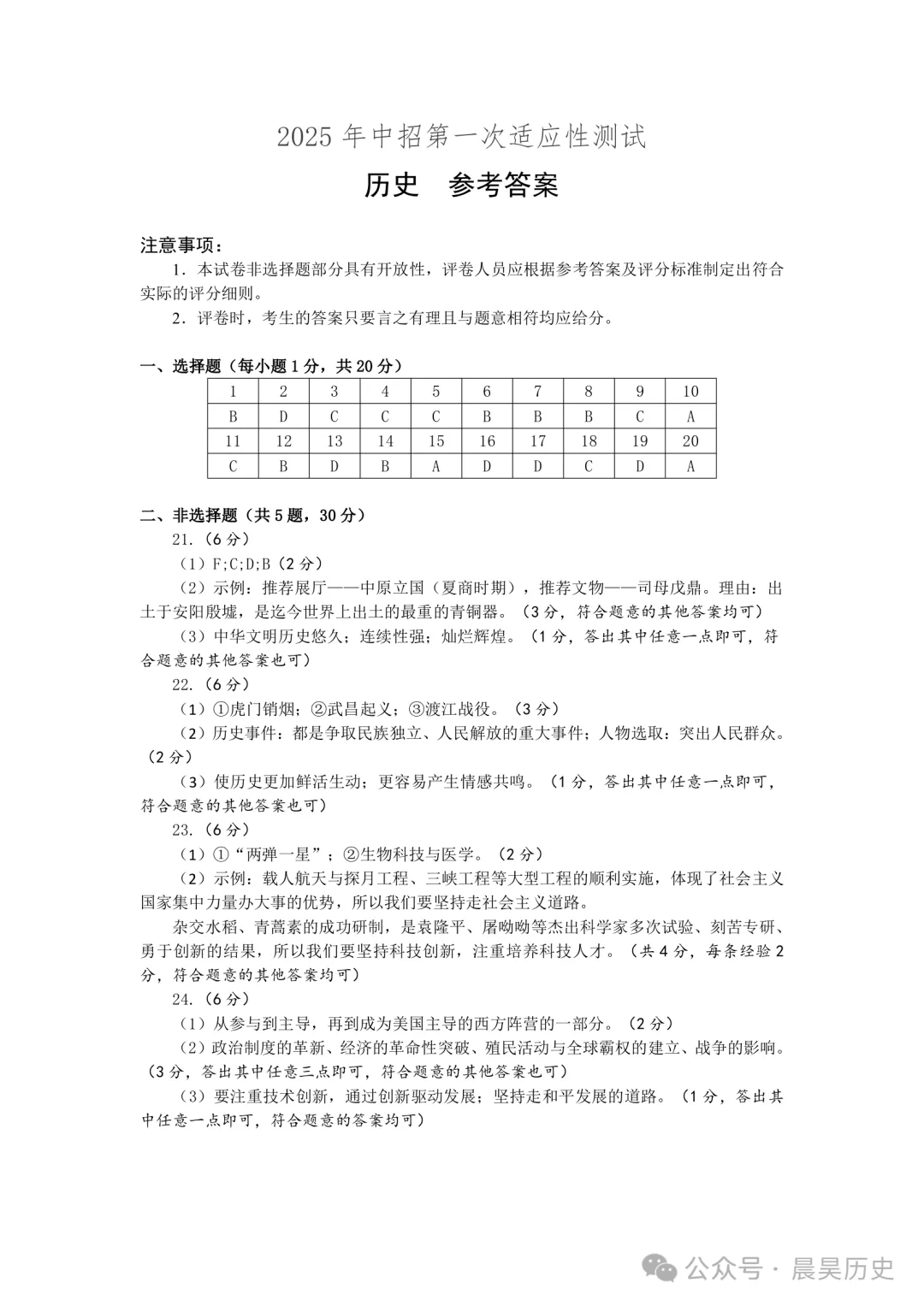 【真题模拟】2025郑州市中招一模历史试题(含答案,可下载) 第9张