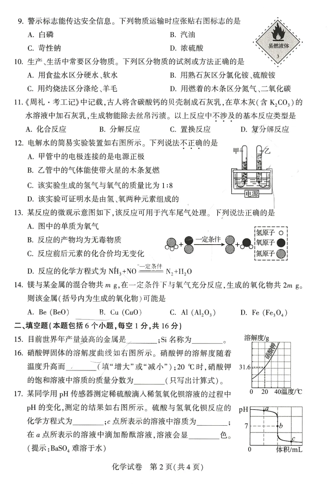 2024年河南省中考化学真题和答案 第4张