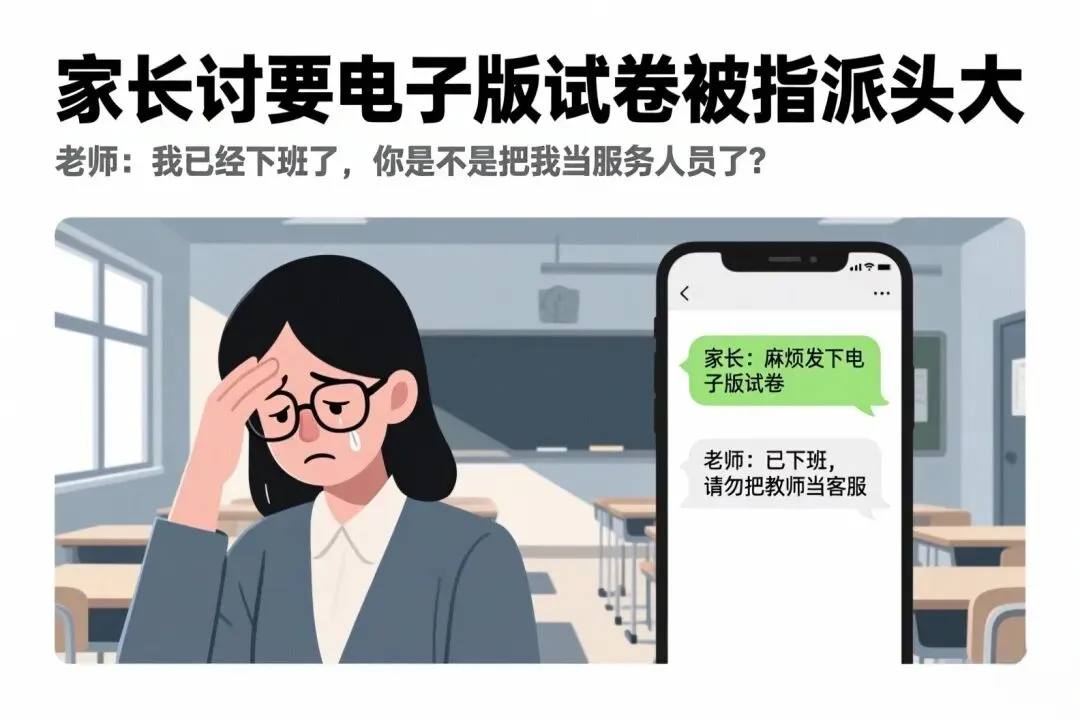 家长讨要电子版试卷被指派头大,老师:我已经下班了,你是不是把我当服务人员了? 第1张