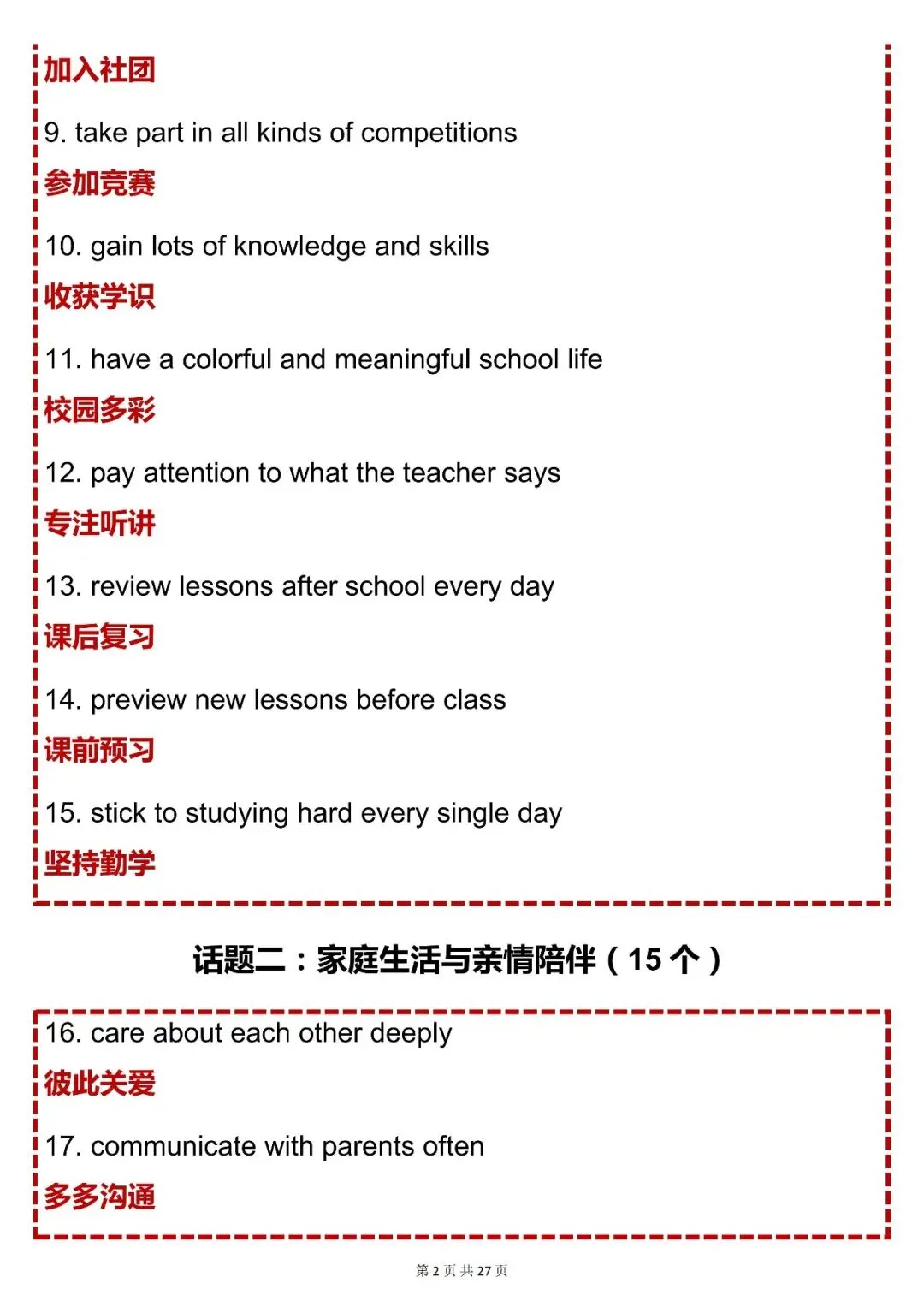 中考英语必背【2026 中考英语写作 150 个短语 + 100 个万能句型】,可打印 快收藏 第2张