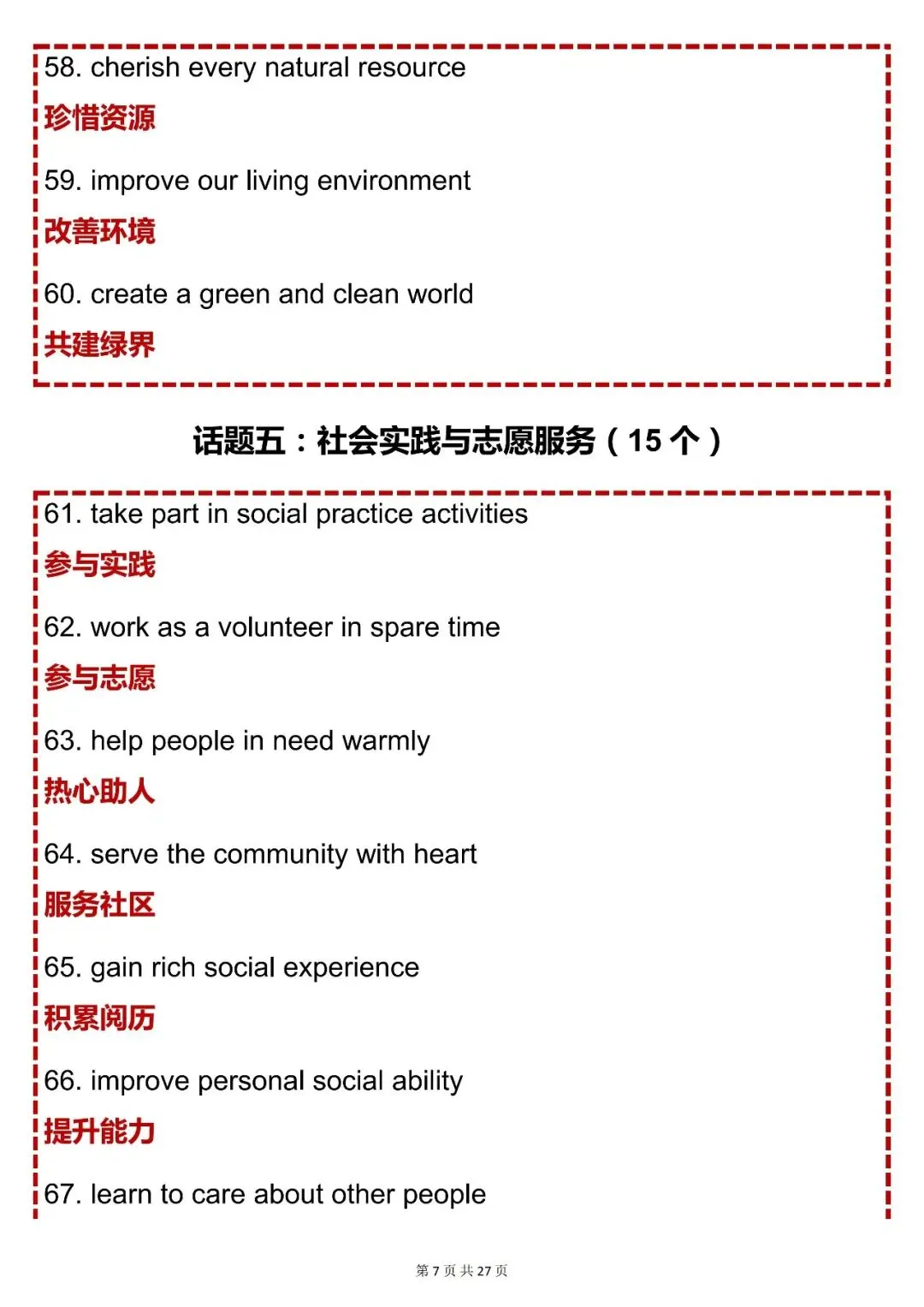 中考英语必背【2026 中考英语写作 150 个短语 + 100 个万能句型】,可打印 快收藏 第7张