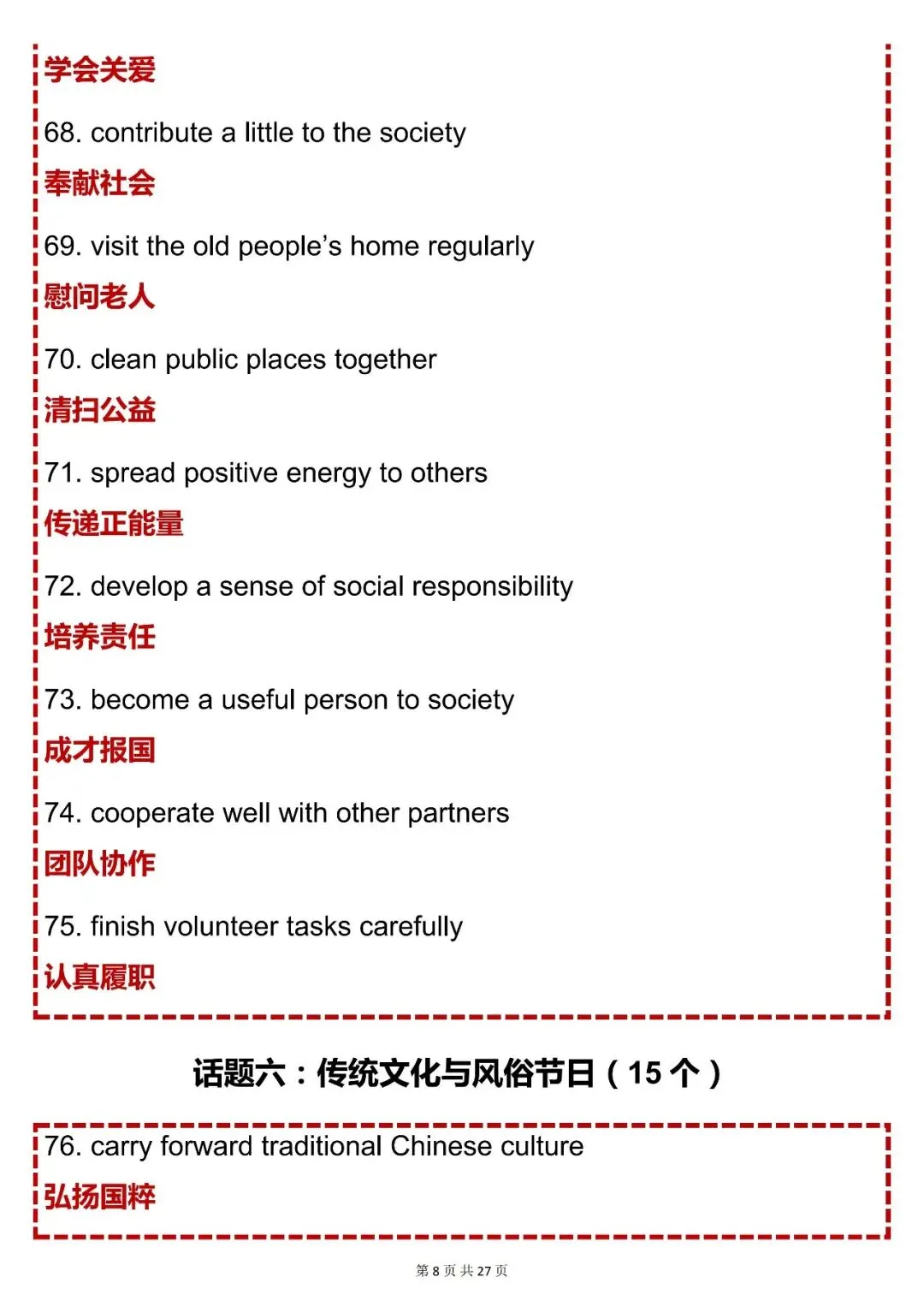 中考英语必背【2026 中考英语写作 150 个短语 + 100 个万能句型】,可打印 快收藏 第8张