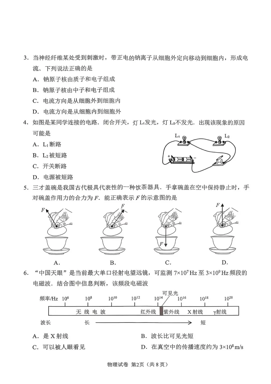 2026年广州中考一模物理试卷 第2张