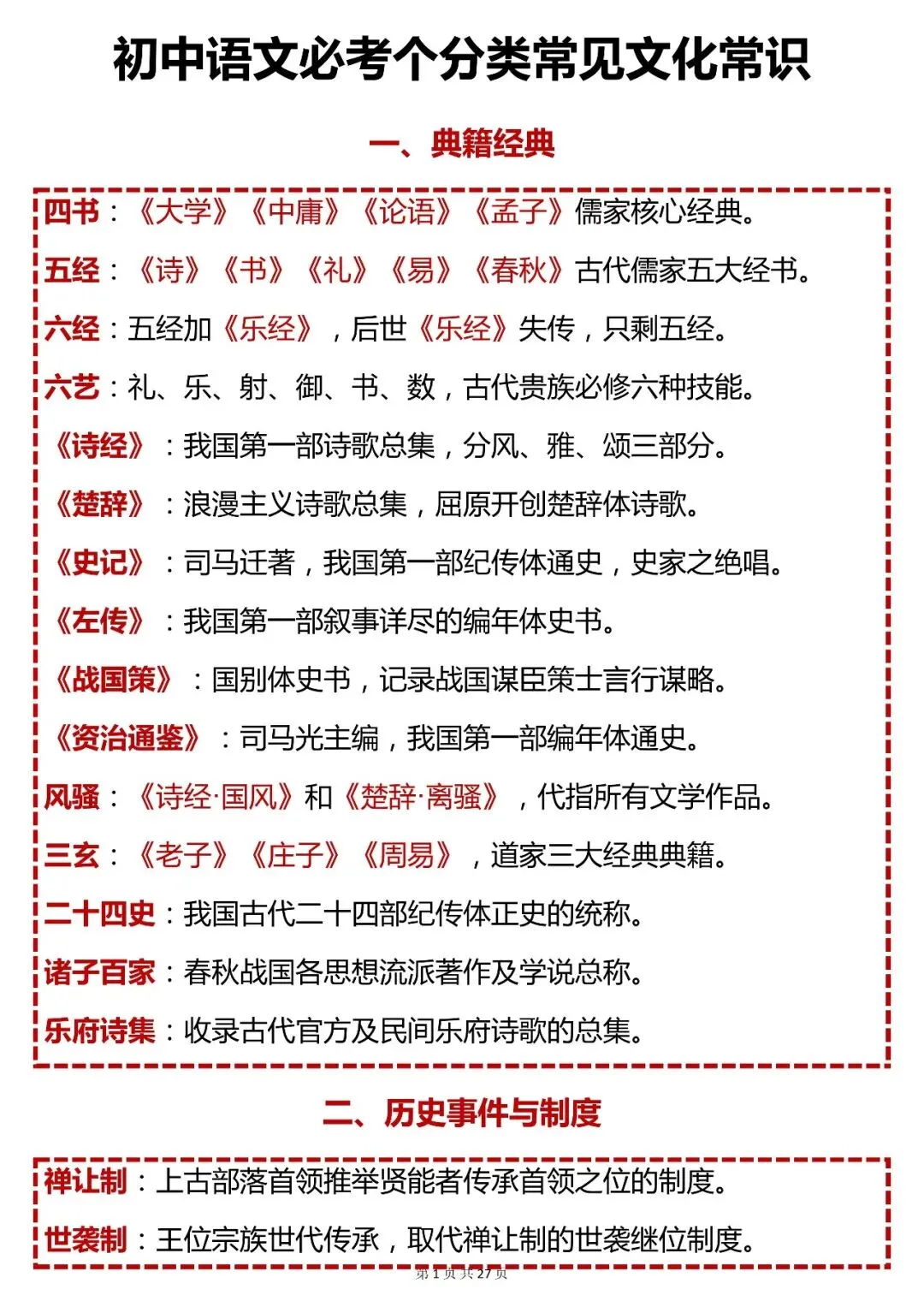 中考语文必背【初中语文必考 500 个分类常见文化常识】,快收藏 第1张