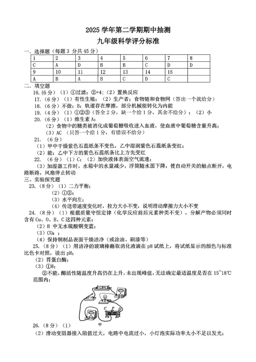 2026年4月杭州市富阳区中考一模试卷和答案,含英语听力,无水印免费下载 第50张