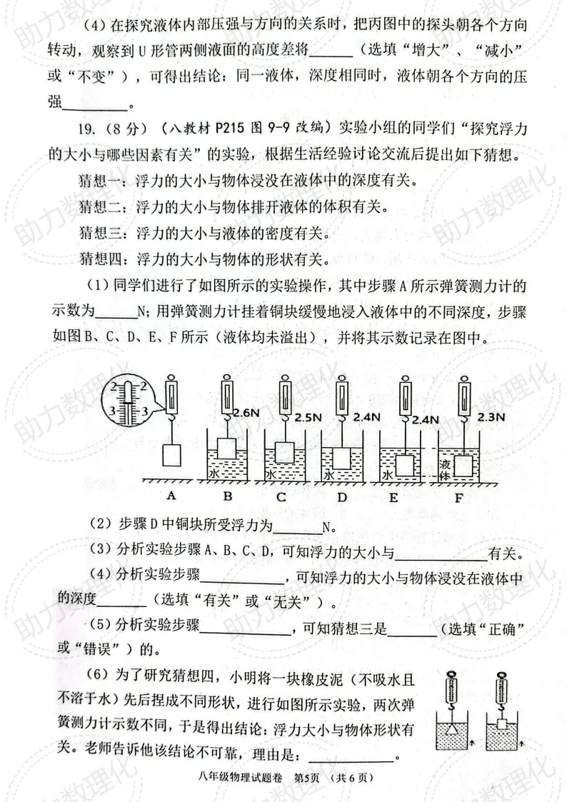 【八下期中】2026年南阳市八下期中试卷及答案含听力(语数英物地生) 第6张