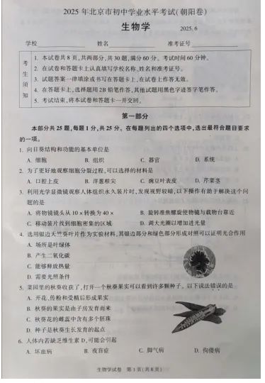 【中考】北京2025年中考真题试卷电子版||试题答案PDF(全科目)中考答案解析 第12张