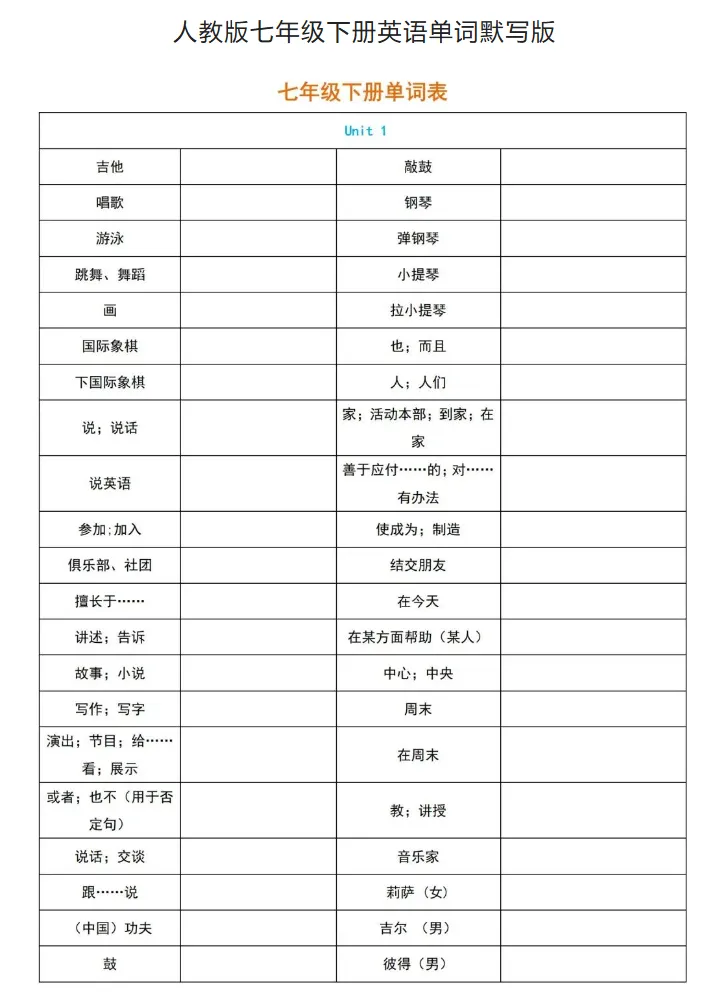 中考英语想上110?单词必须滚瓜烂熟!初中英语《单词默写表》7-9年级全册,按单元编排,含音标+词性,可打印可听写. 第8张