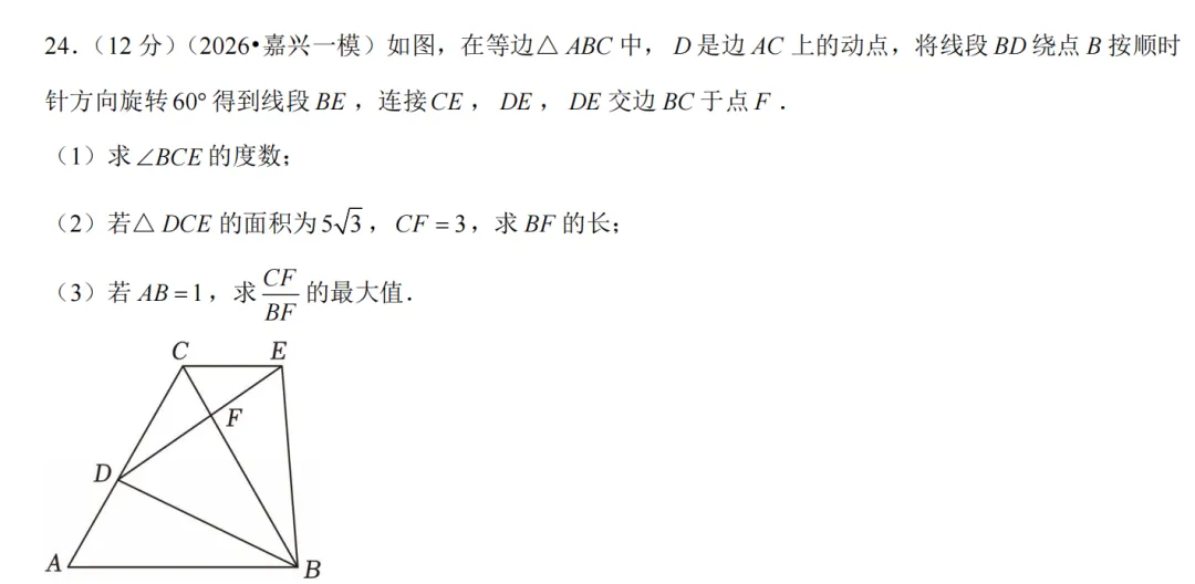 浙江最近出的中考一模数学题做了吗 第14张