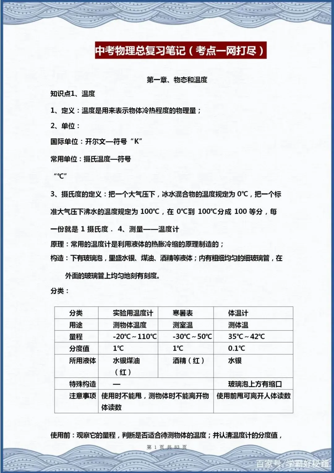 中考物理(总复习)笔记大全! 第2张