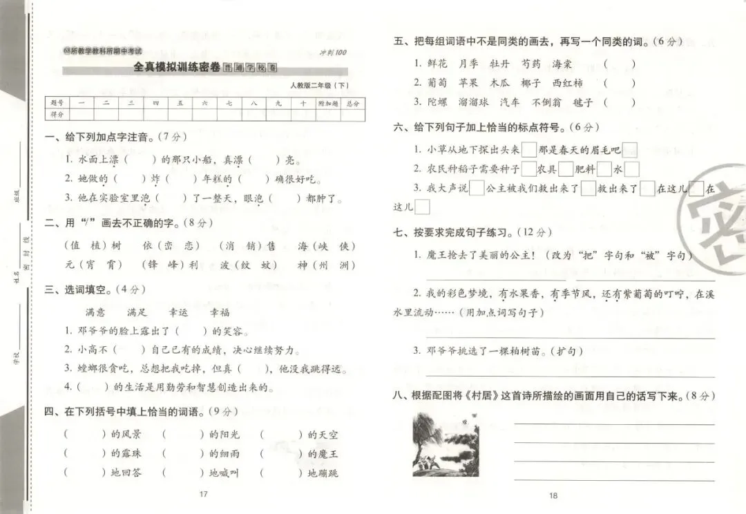 《期末冲刺100分完全试卷》部编版语文二三四五六年级下册 第19张