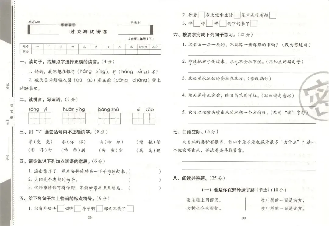 《期末冲刺100分完全试卷》部编版语文二三四五六年级下册 第25张