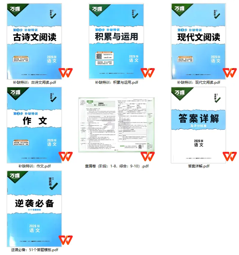 【学习资料】26版 中考 初中语文《万唯•中考逆袭卷(查漏补缺+必备答题模板)》 第1张