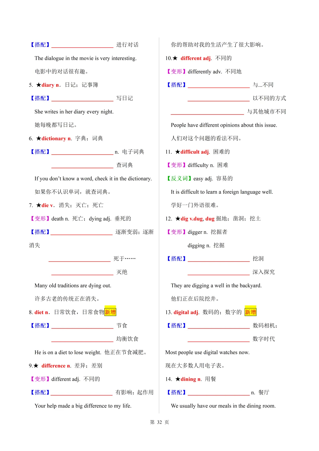 2026年中考英语【30天熟记中考课标1600词】默写版 第32张