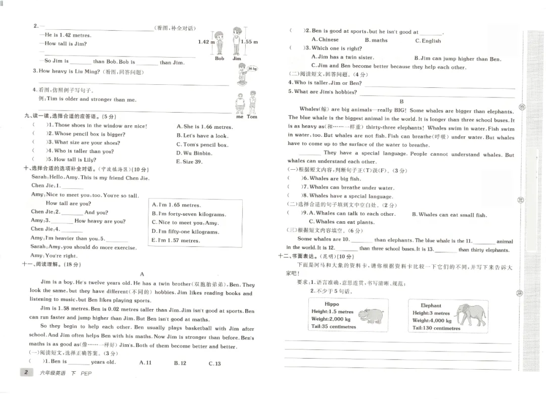 新教材六年级下册英语试卷,素养评估卷AB卷,含:1-6单元素养评估卷AB卷+期中卷+期末卷+期末专项复习卷,有听力+答案,文末可下载 第3张