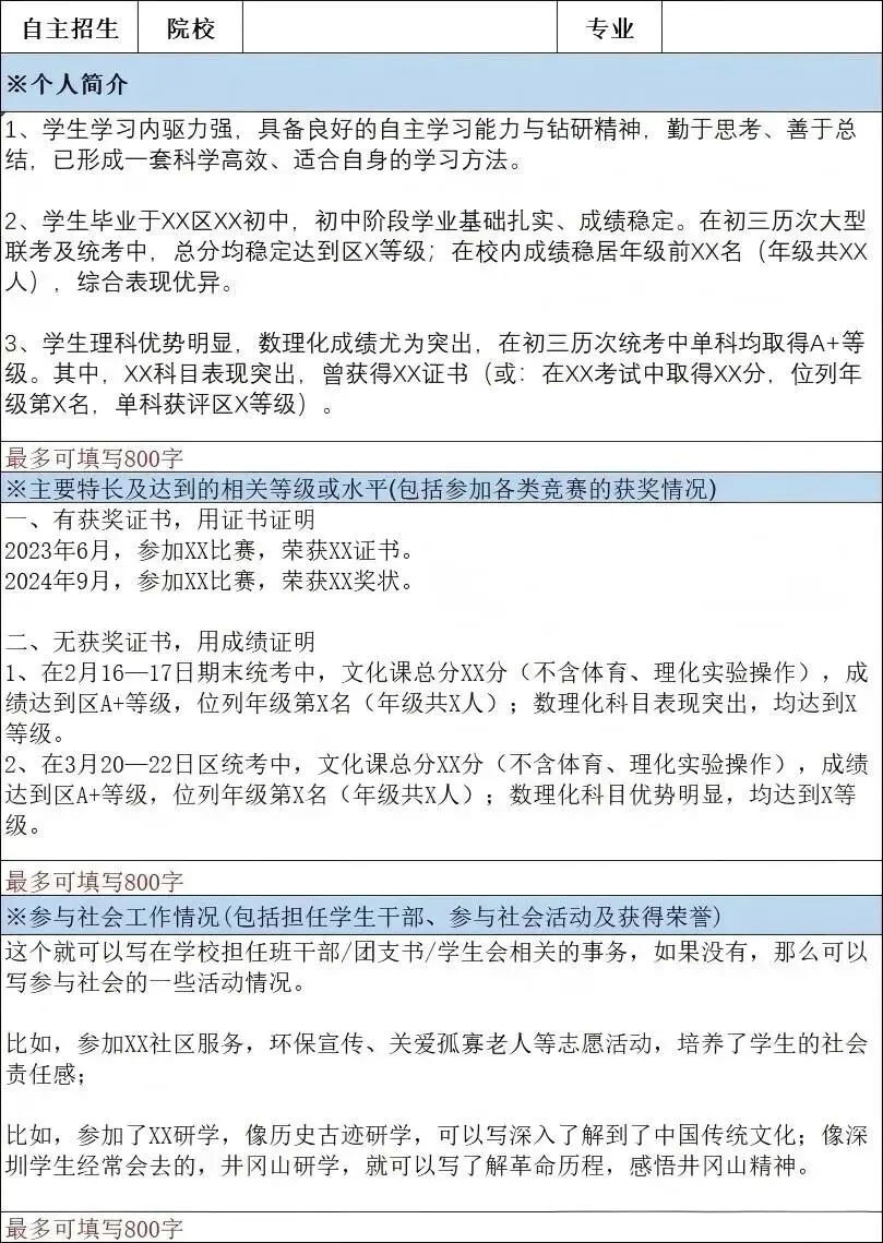 深圳中考自主招生流程一览!附自招简历小技巧→ 第17张