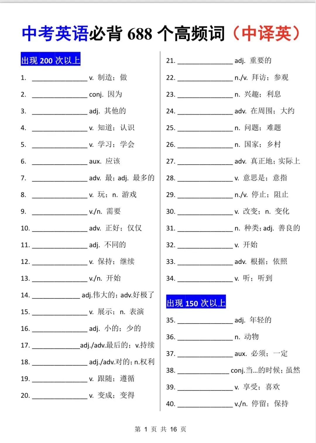 封神!真题刷烂才总结的688个中考高频词!背完中考英语直接开挂! 第19张