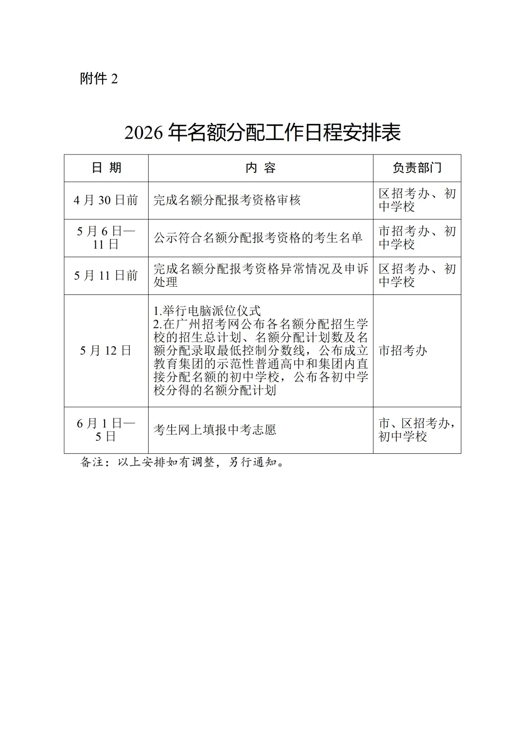 重磅!2026广州中考名额分配招生工作通知来了!5月12日进行电脑派位! 第9张