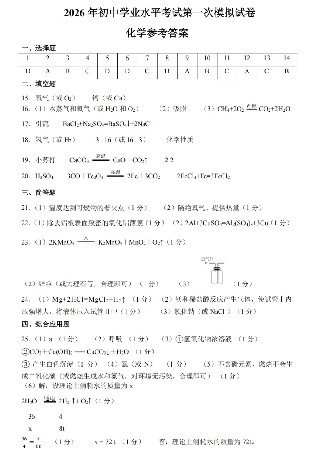 2026年各地市九年级中考一模化学试卷及答案汇总,高清,文末免费下载(开封、南阳、信阳、濮阳、三门峡、许昌、中原名校联考) 第6张