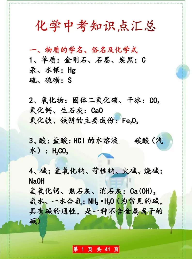 化学中考知识点汇总 第2张