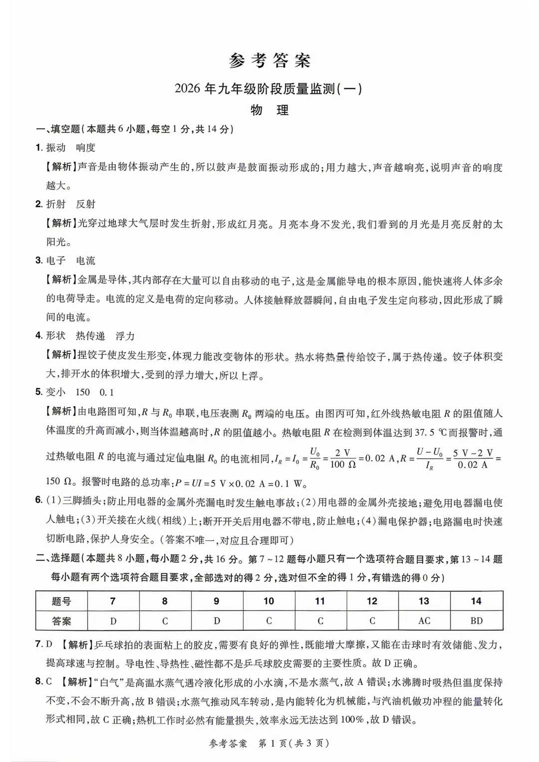 2026年各地市九年级中考一模物理试卷及答案汇总,高清,文末免费下载(开封、南阳、信阳、濮阳、三门峡、许昌、中原名校联考) 第61张