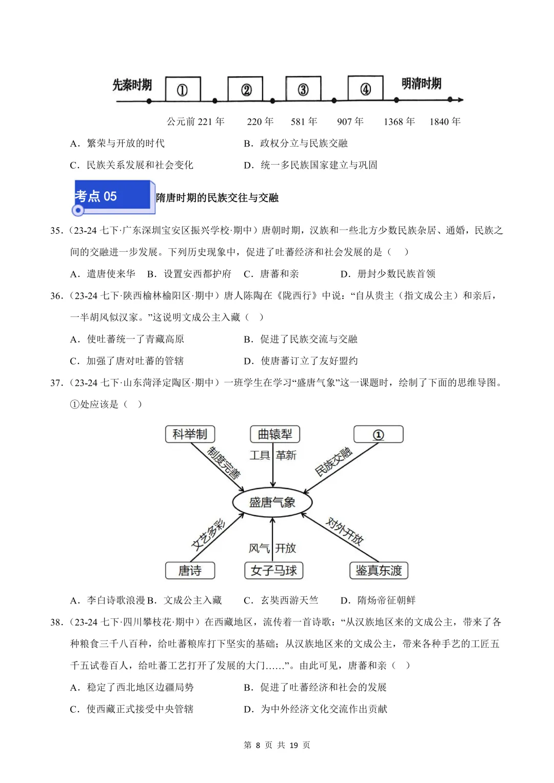 26七下历史选择题精编100题 期中真题汇编(全国通用) 第8张