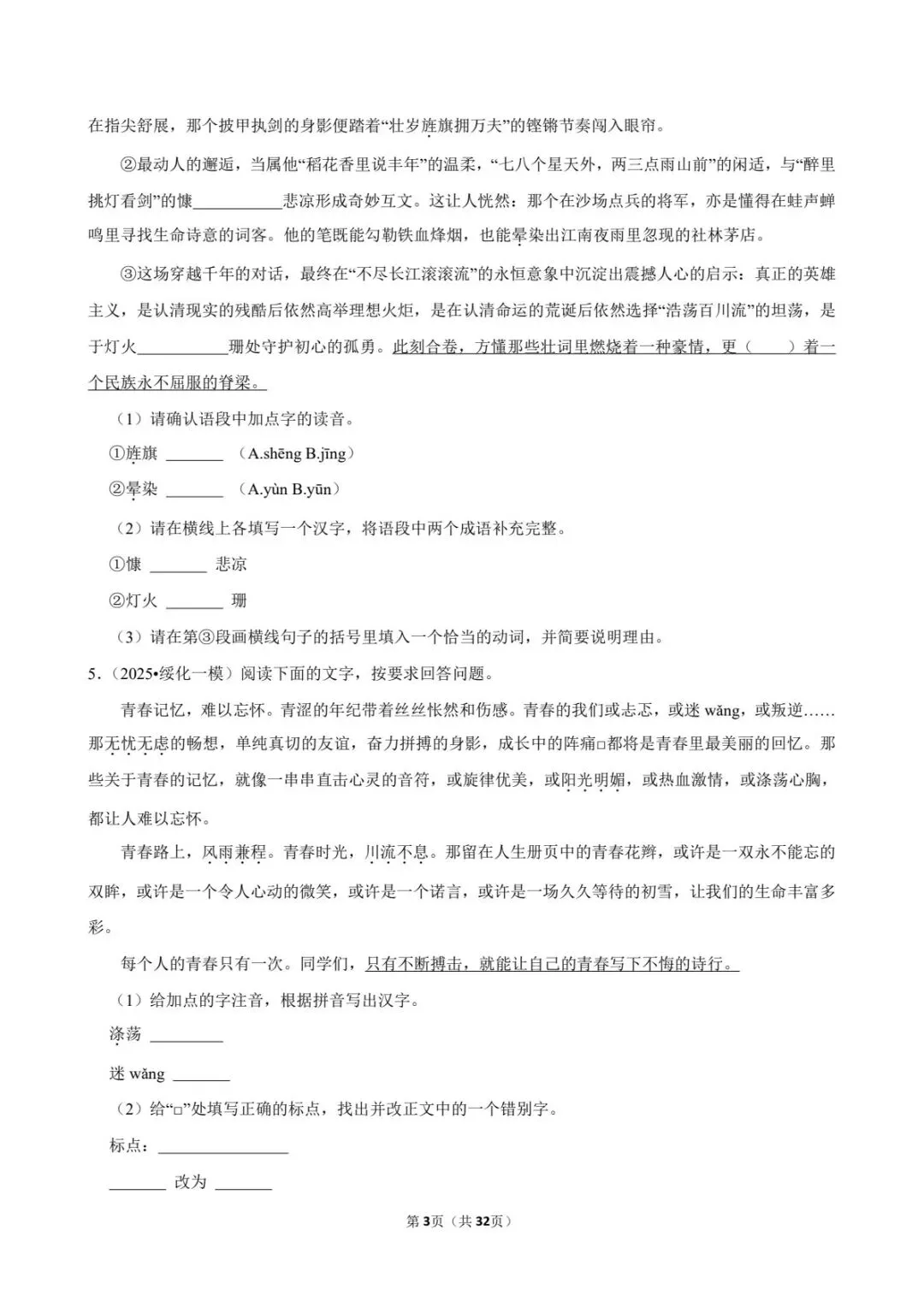 2026中考语文考点专项练习|基础综合专题(可下载打印) 第11张