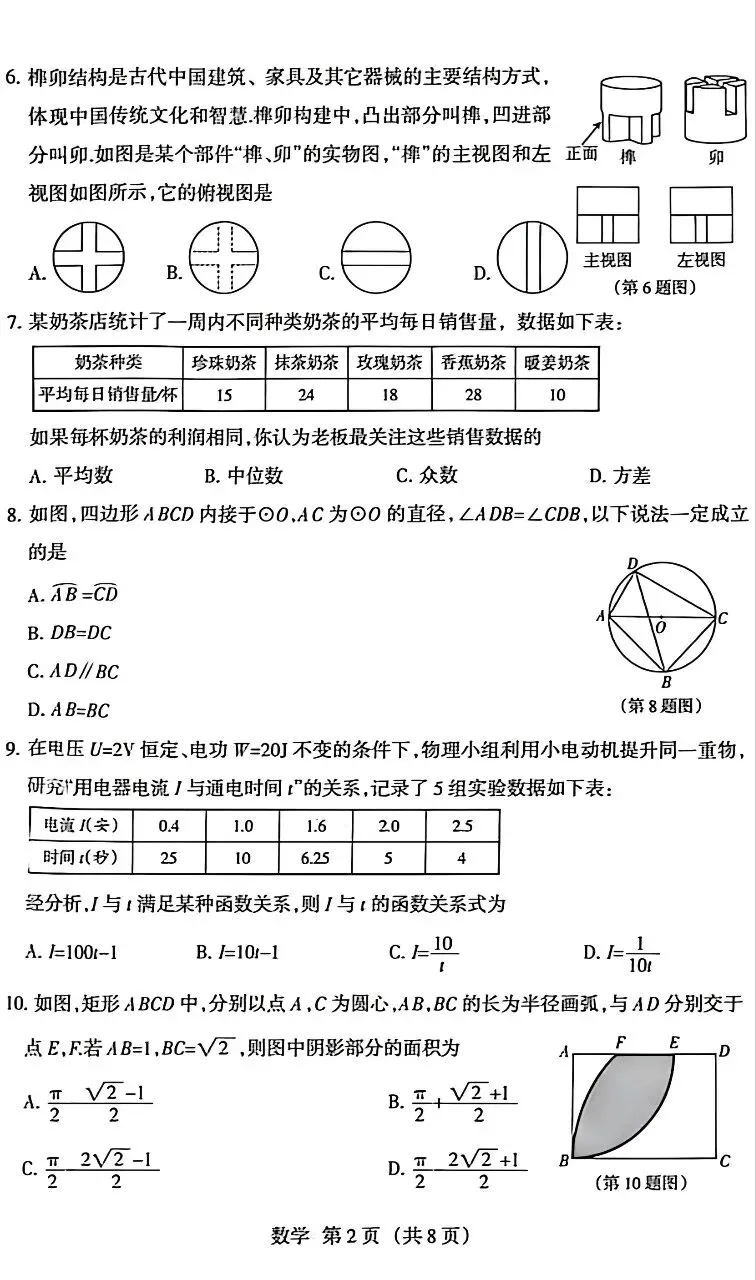 2026山西中考数学名校模拟(二) 第2张