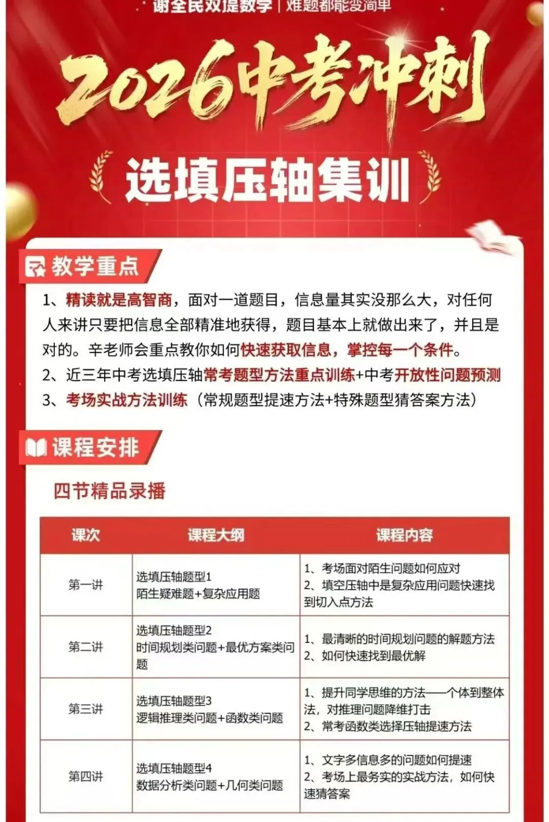 谢全民双提|中考全科目压轴专题课,冲刺高分直击重难点 第4张