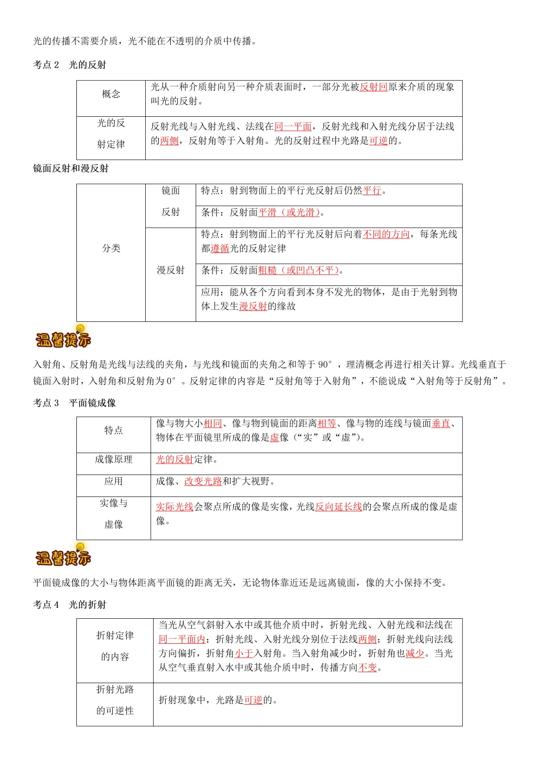 中考物理知识梳理汇总 第4张