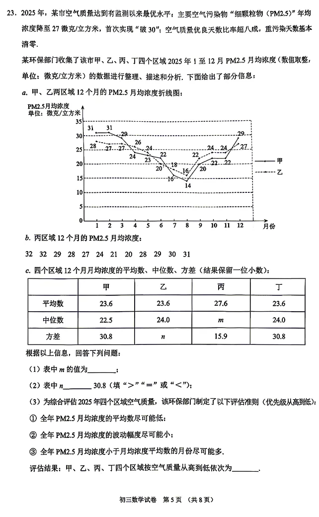 2026年北京市昌平区中考一模数学试题及答案 第5张