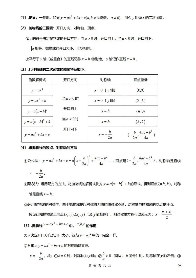 深圳初三学生注意!中考数学——超全78页知识点总结!家长替孩子收藏! 第66张
