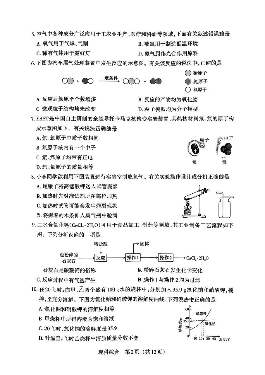 【理综】2026年山西中考模拟考试三(A卷)试卷+答案 第2张