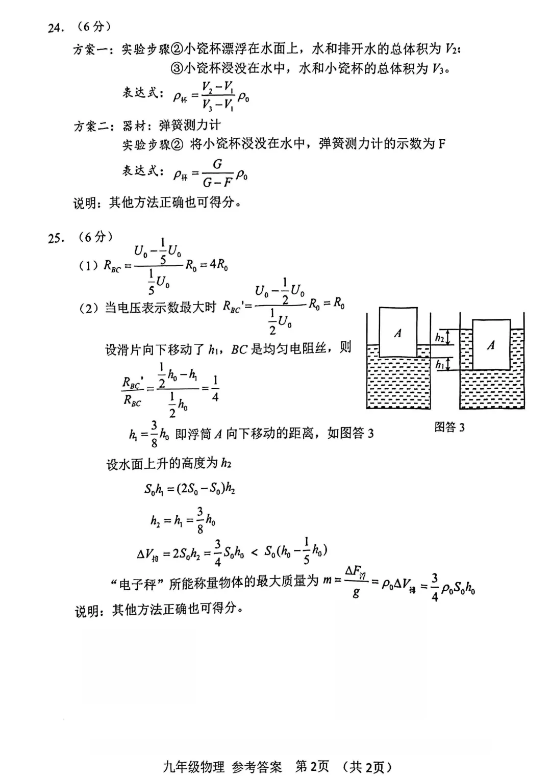 26春河东区物理初三一模试卷和答案 第12张