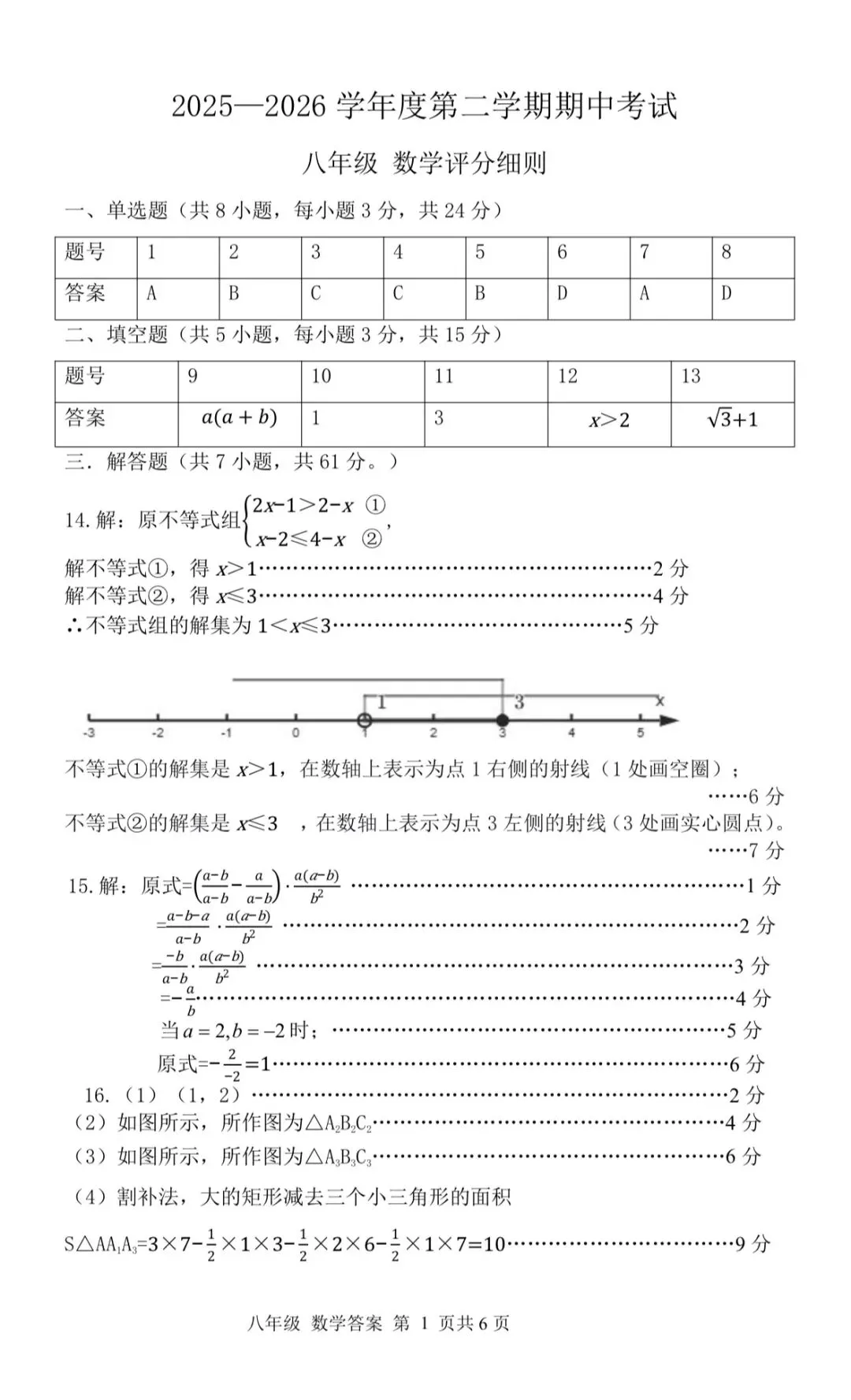 深中8年级期中真题+答案 第1张