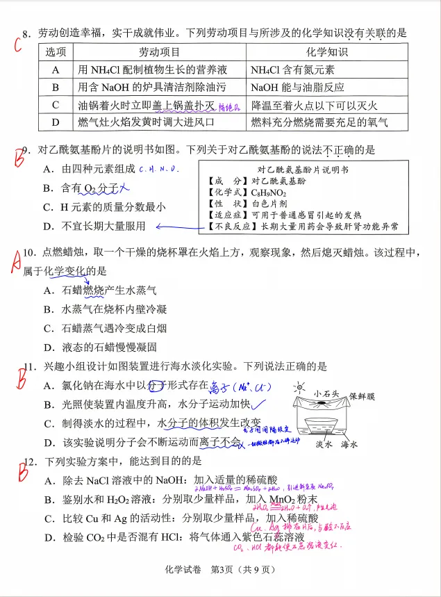 中考一模物理、化学、数学试卷+试卷分析 第14张