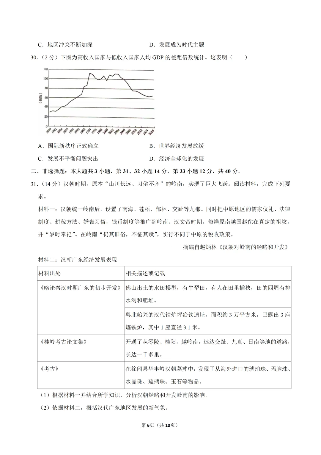 2026年广东省佛山市南海区中考历史适应性试卷(二) 第6张