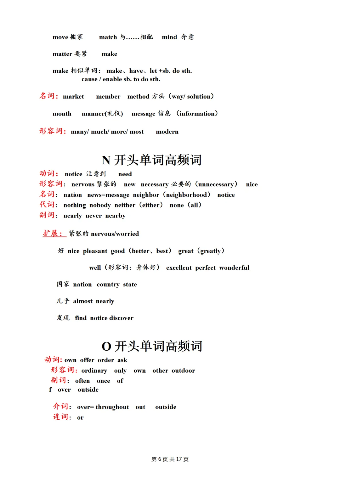 中考英语首字母填空、完形填空高频词汇必备 第6张