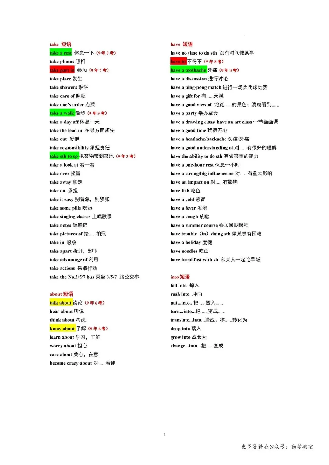 【中考英语】2026年福建中考英语真题短语复习 第4张