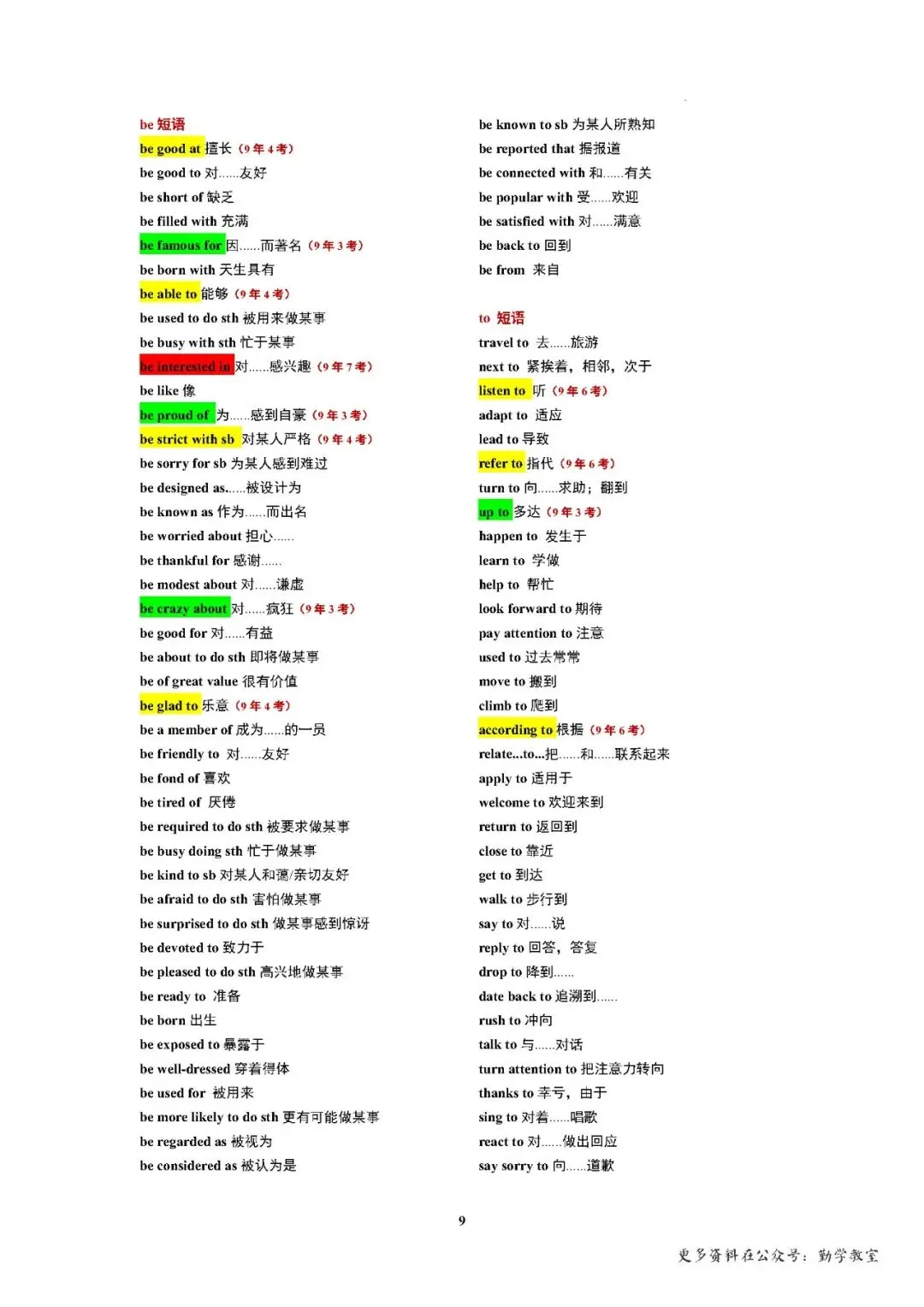 【中考英语】2026年福建中考英语真题短语复习 第9张