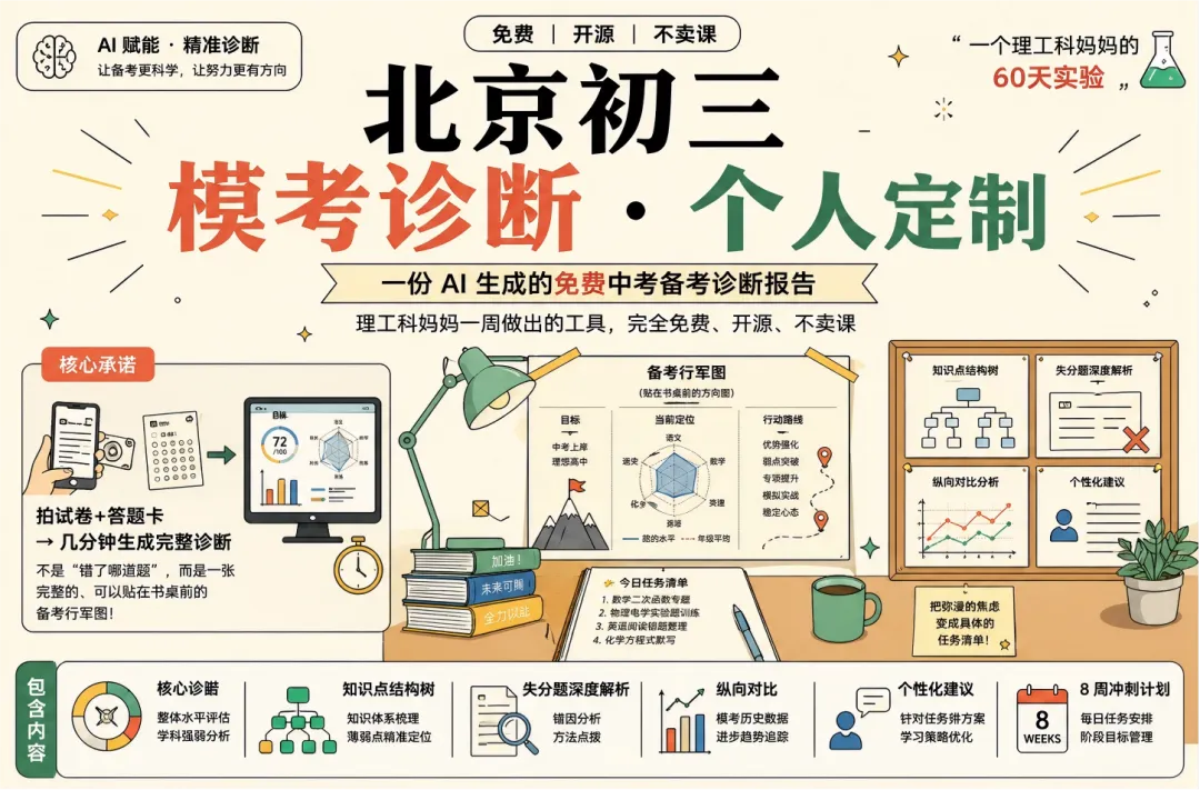 北京中考一模刚刚出分了——我用一周做了个免费工具,帮你定位要补的知识点 第1张