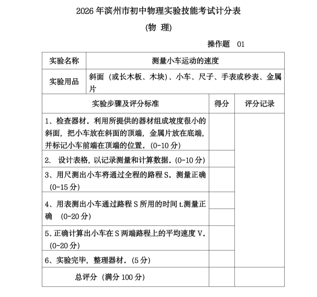 中考物理实验怎么拿满分?看这个视频+计分表+实验记录单就够了! 第4张